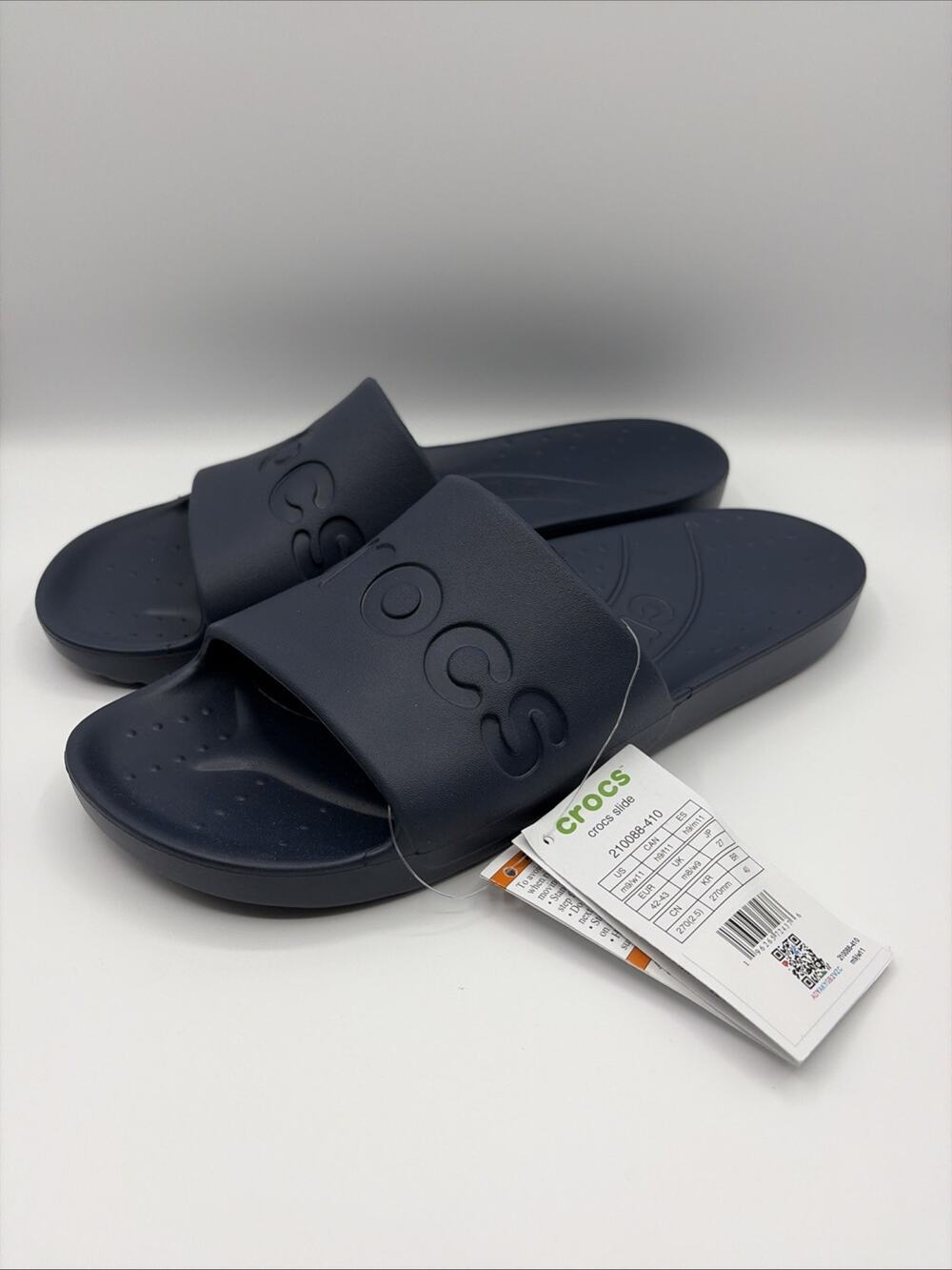 Crocs Sandal Essentials Slide M 9 W 11 Navy Blue Comfort Fit 210088-410 NWT